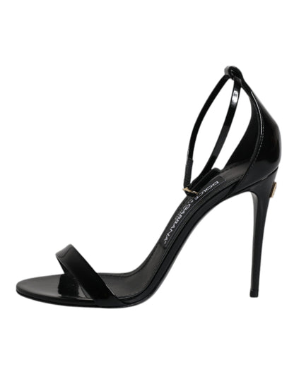 Sandalias negras con tiras al tobillo y tacones KEIRA