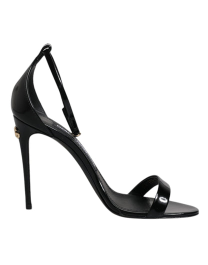 Sandalias negras con tiras al tobillo y tacones KEIRA