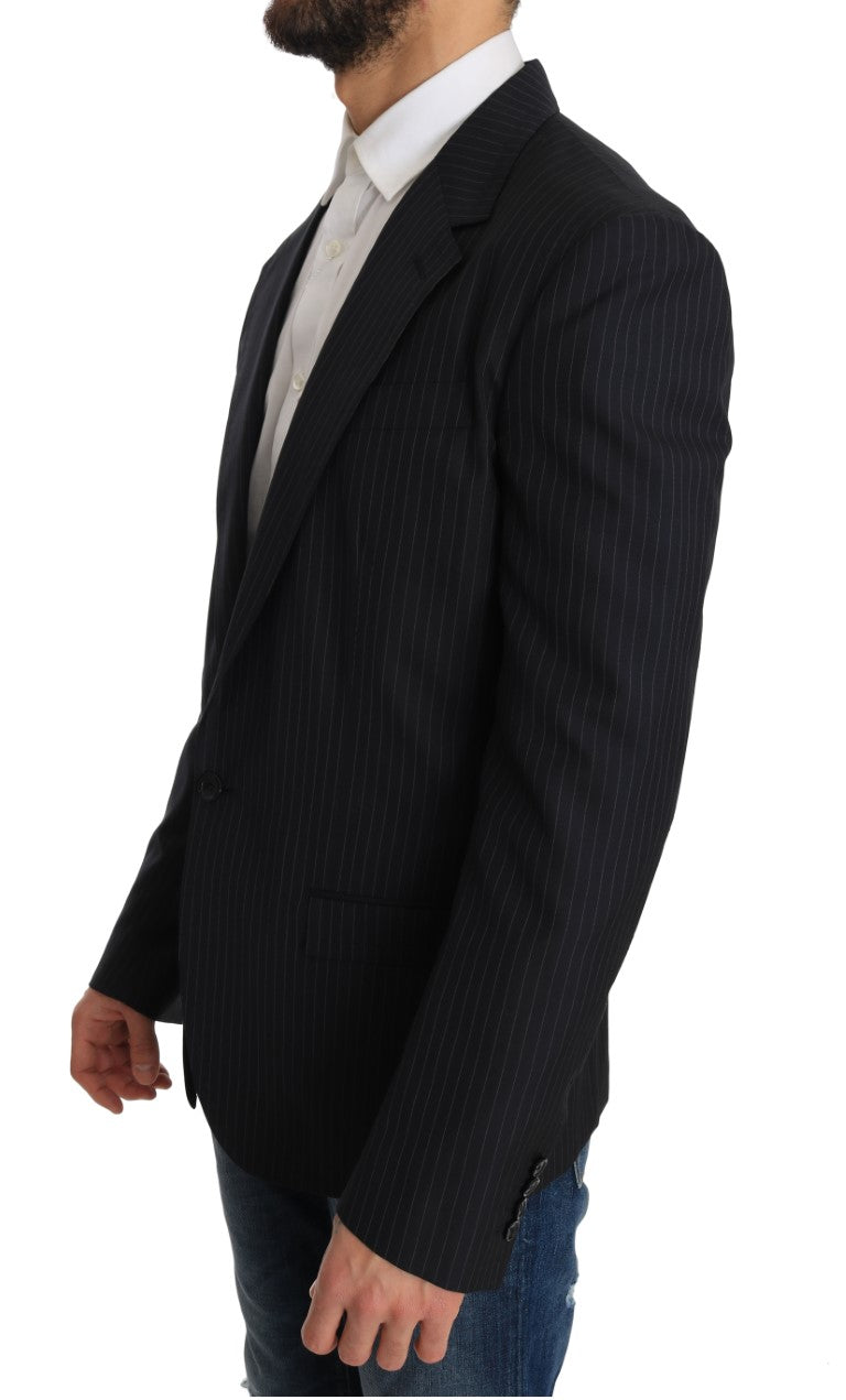 Blazer elegante de seda y lana a rayas de corte entallado
