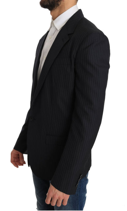 Blazer elegante de seda y lana a rayas de corte entallado
