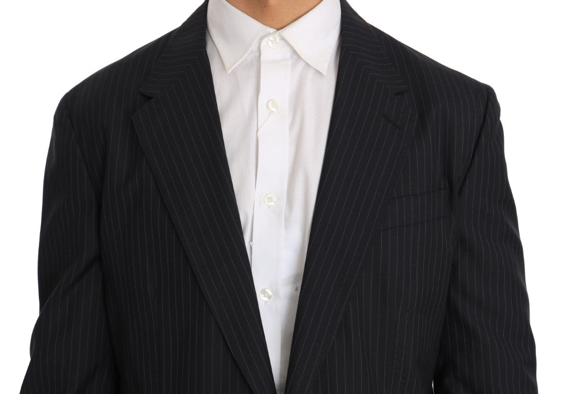 Blazer elegante de seda y lana a rayas de corte entallado