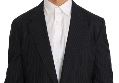 Blazer elegante de seda y lana a rayas de corte entallado