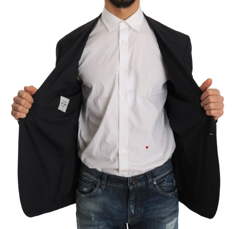 Blazer elegante de seda y lana a rayas de corte entallado
