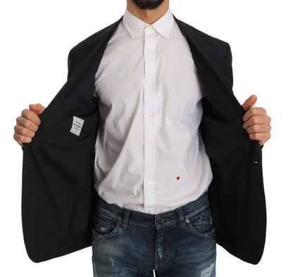 Blazer elegante de seda y lana a rayas de corte entallado