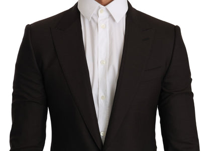 Chaqueta blazer elegante y ajustada de lana virgen marrón