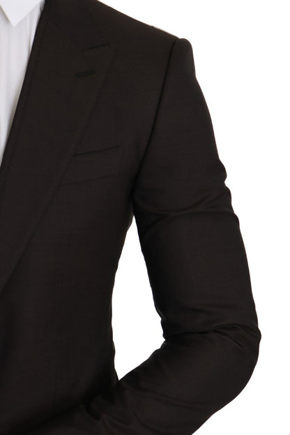 Chaqueta blazer elegante y ajustada de lana virgen marrón