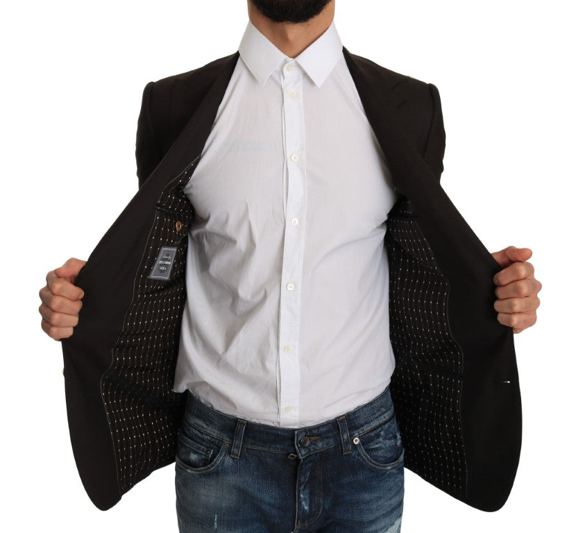 Chaqueta blazer elegante y ajustada de lana virgen marrón