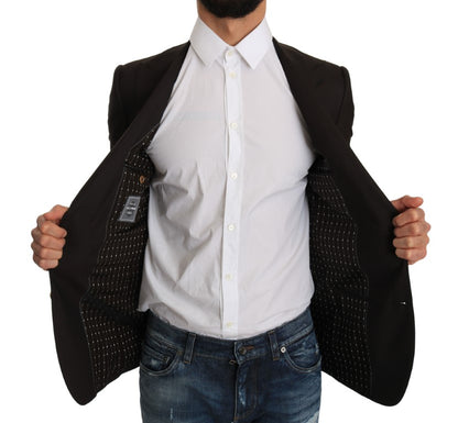 Chaqueta blazer elegante y ajustada de lana virgen marrón