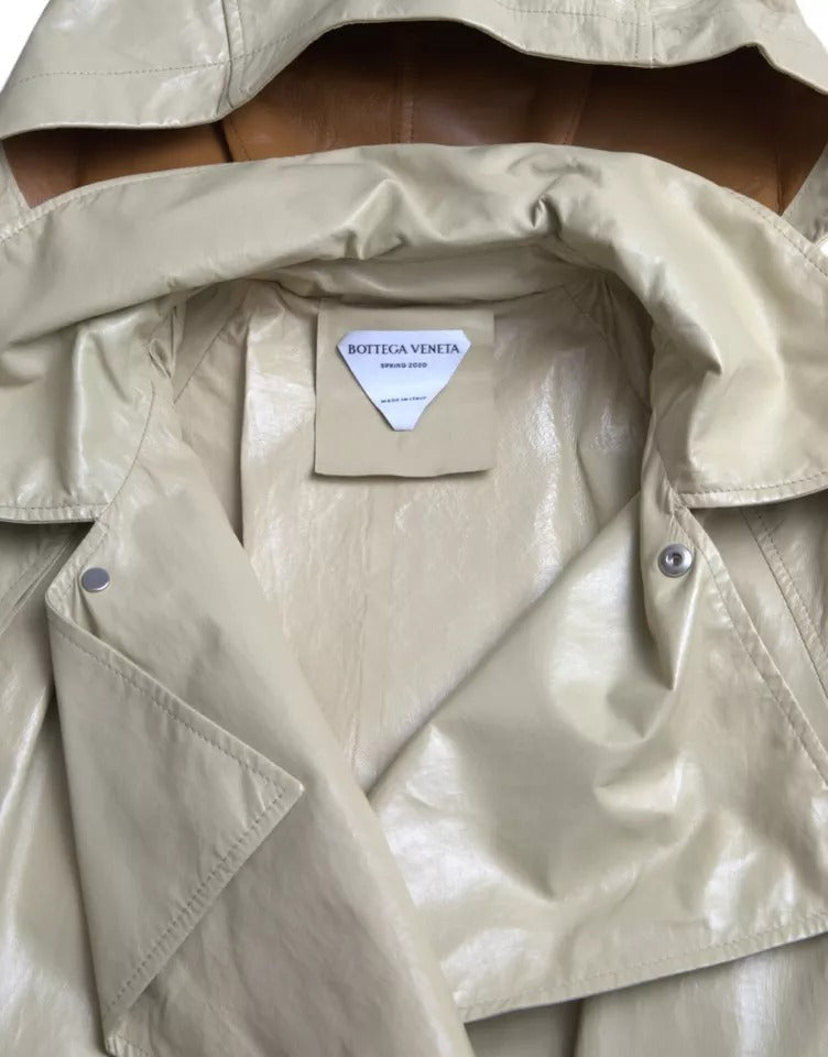 Chaqueta tipo gabardina de piel de cordero beige