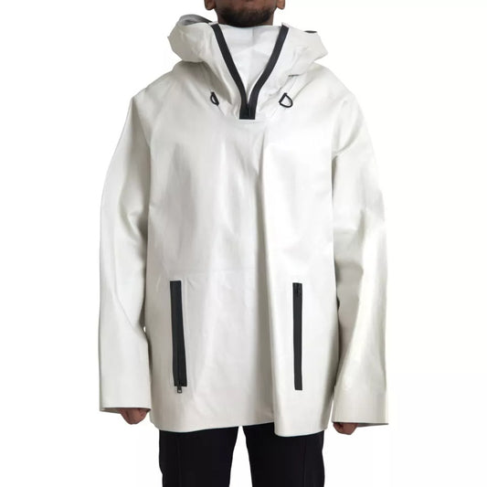Chaqueta impermeable de cuero blanco para hombre