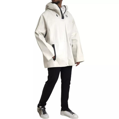Chaqueta impermeable de cuero blanco para hombre