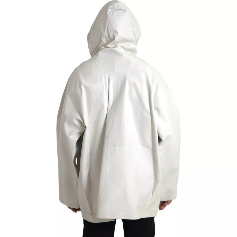 Chaqueta impermeable de cuero blanco para hombre