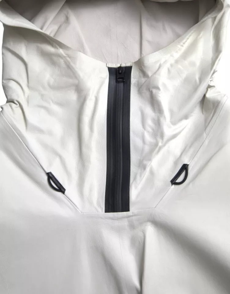 Chaqueta impermeable de cuero blanco para hombre