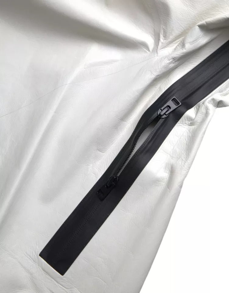 Chaqueta impermeable de cuero blanco para hombre