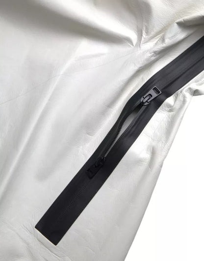 Chaqueta impermeable de cuero blanco para hombre