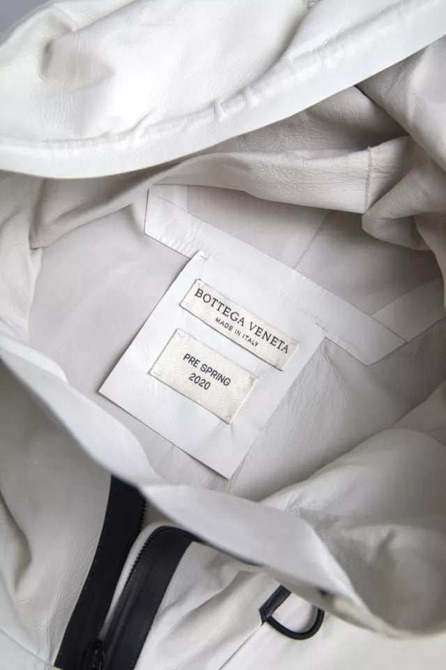 Chaqueta impermeable de cuero blanco para hombre