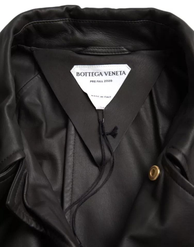Chaqueta gabardina impermeable de cuero negro para hombre