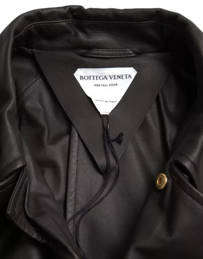Chaqueta gabardina impermeable de cuero negro para hombre