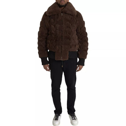 Chaqueta de piel de cordero marrón