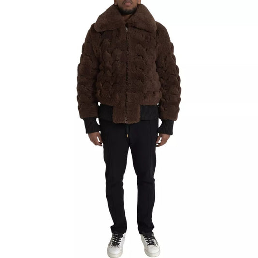 Chaqueta de piel de cordero marrón