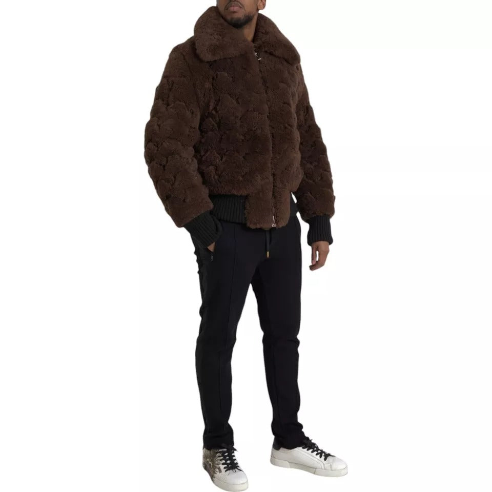 Chaqueta de piel de cordero marrón