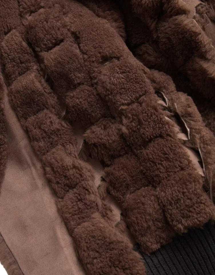 Chaqueta de piel de cordero marrón