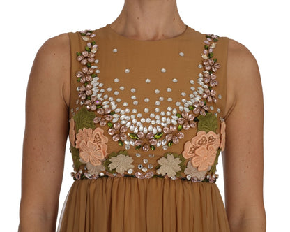 Exquisito vestido de seda dorada de corte A