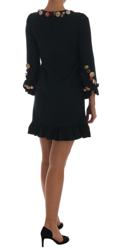 Vestido de corte A con adornos de cristal esmeralda