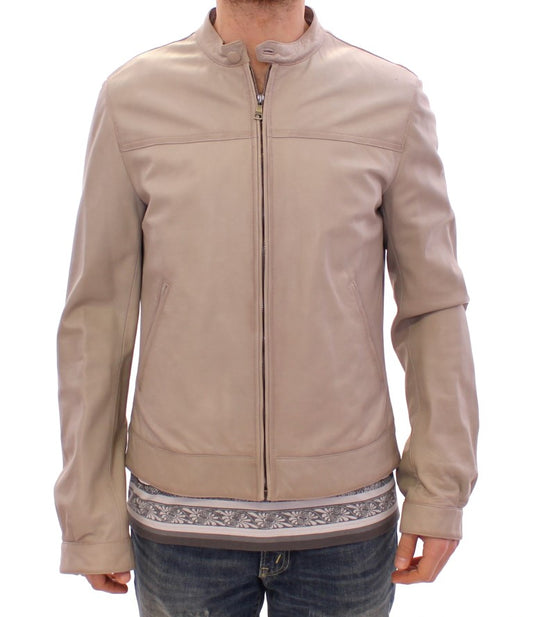 Elegante chaqueta de piel de cordero beige