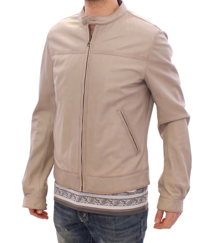 Elegante chaqueta de piel de cordero beige