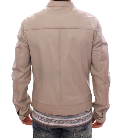 Elegante chaqueta de piel de cordero beige