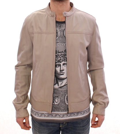 Elegante chaqueta de piel de cordero beige