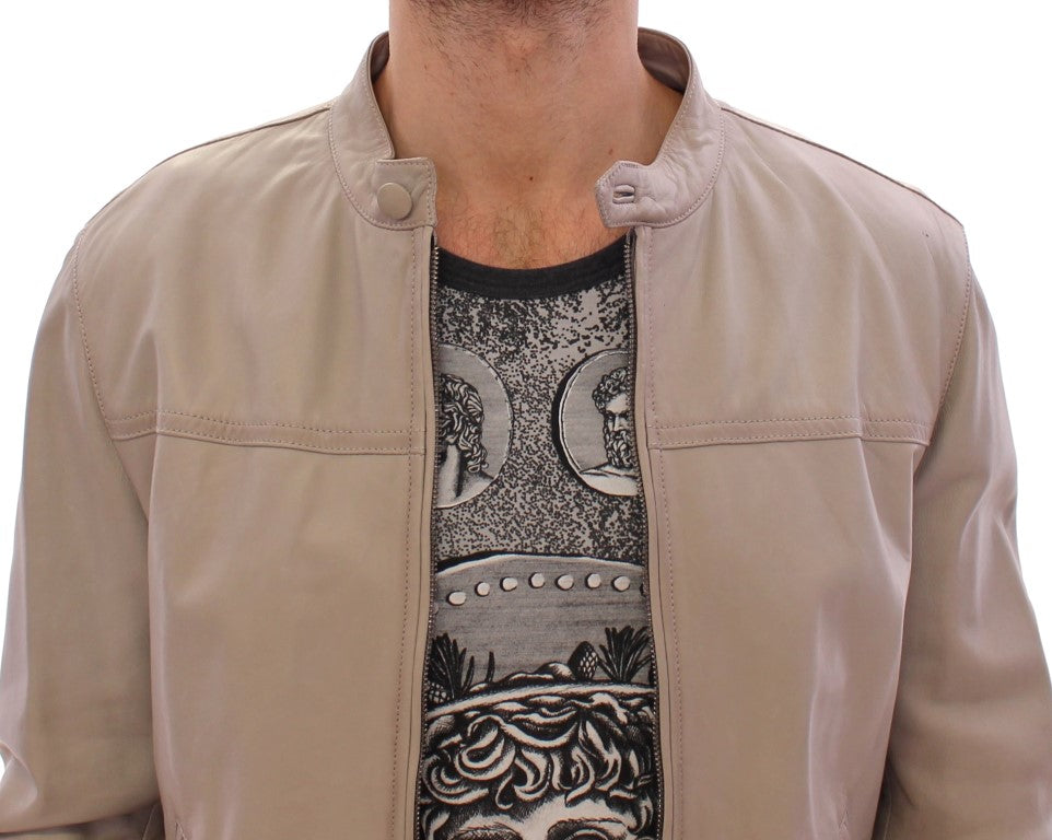 Elegante chaqueta de piel de cordero beige