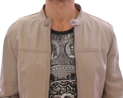 Elegante chaqueta de piel de cordero beige