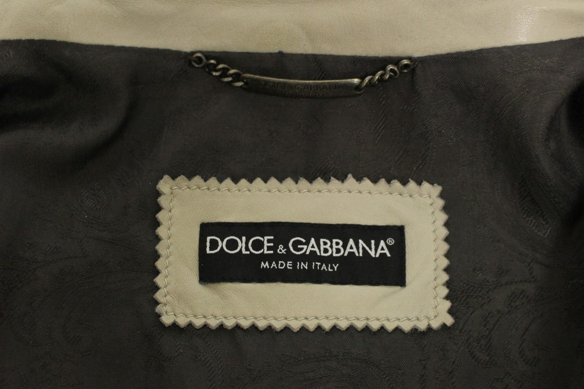 Elegante chaqueta de piel de cordero beige