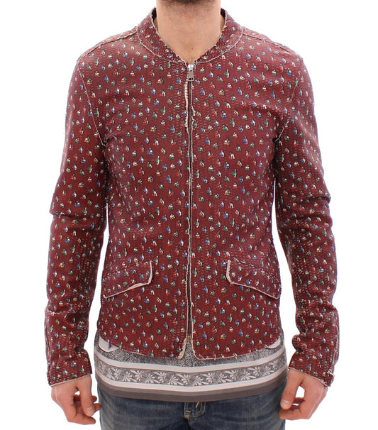 Chaqueta de cuero burdeos con estampado exclusivo de boxeador