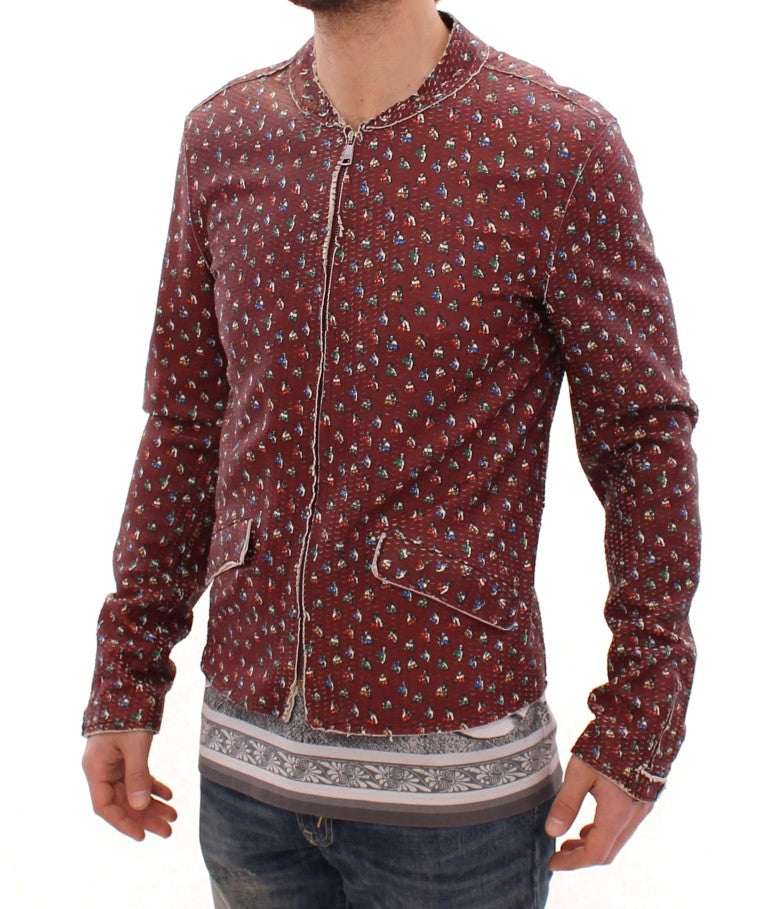 Chaqueta de cuero burdeos con estampado exclusivo de boxeador