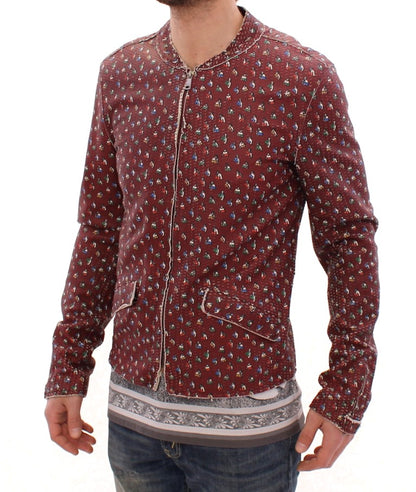 Chaqueta de cuero burdeos con estampado exclusivo de boxeador