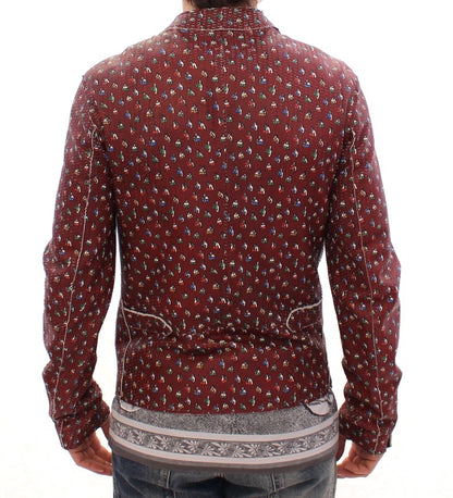 Chaqueta de cuero burdeos con estampado exclusivo de boxeador