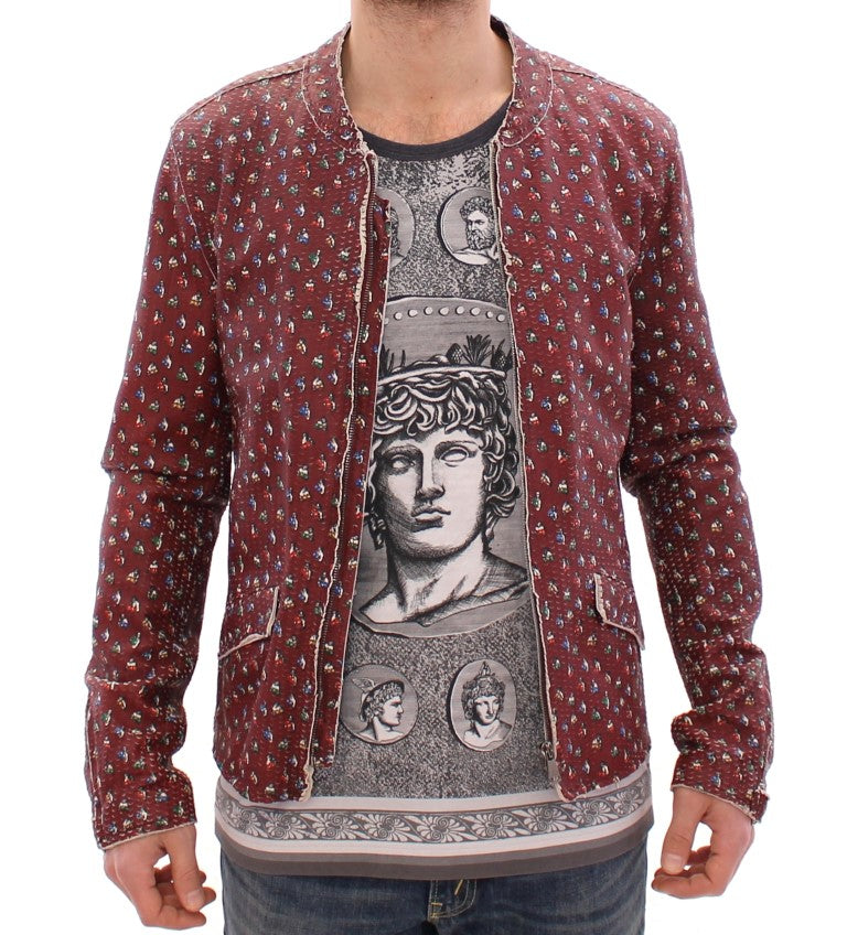Chaqueta de cuero burdeos con estampado exclusivo de boxeador