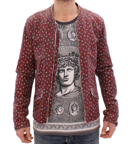 Chaqueta de cuero burdeos con estampado exclusivo de boxeador