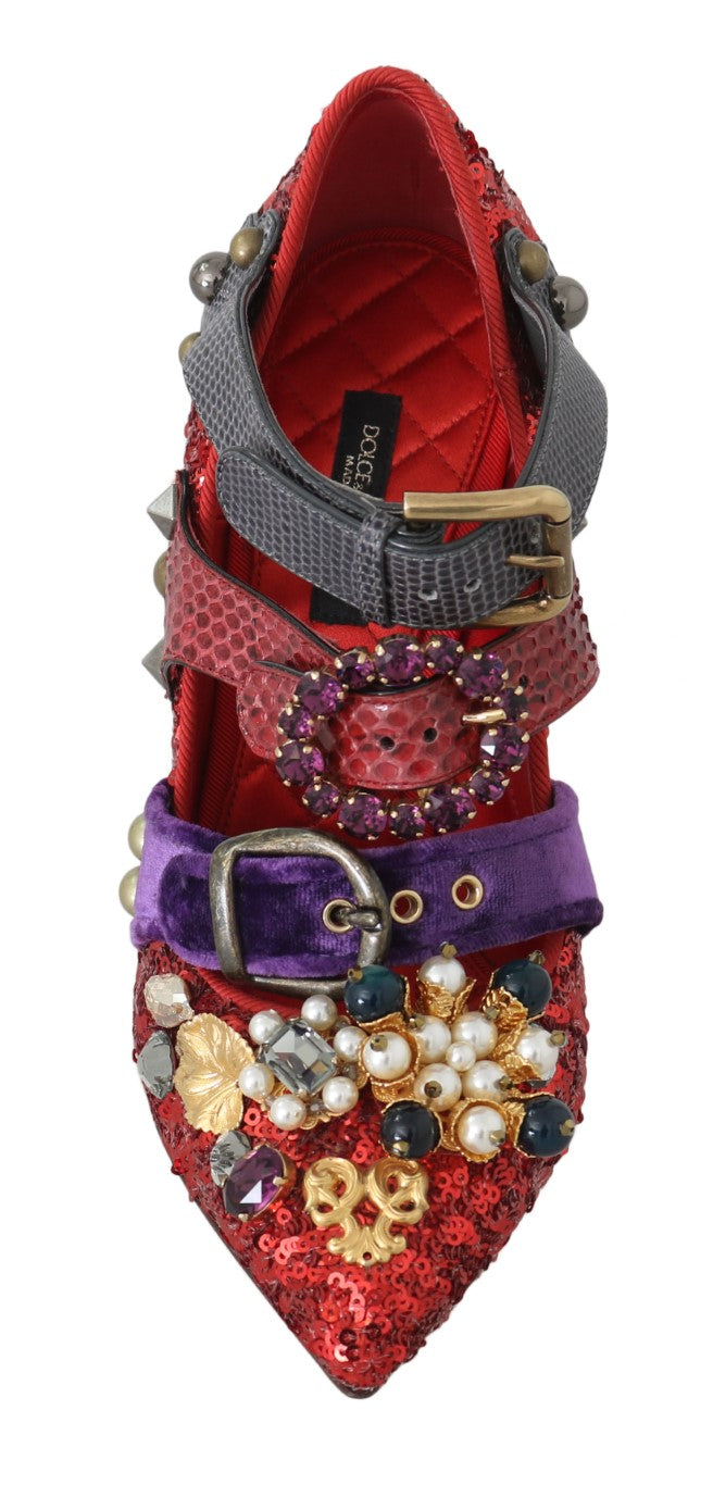 Zapatos de tacón rojos adornados Bellucci Alta Moda