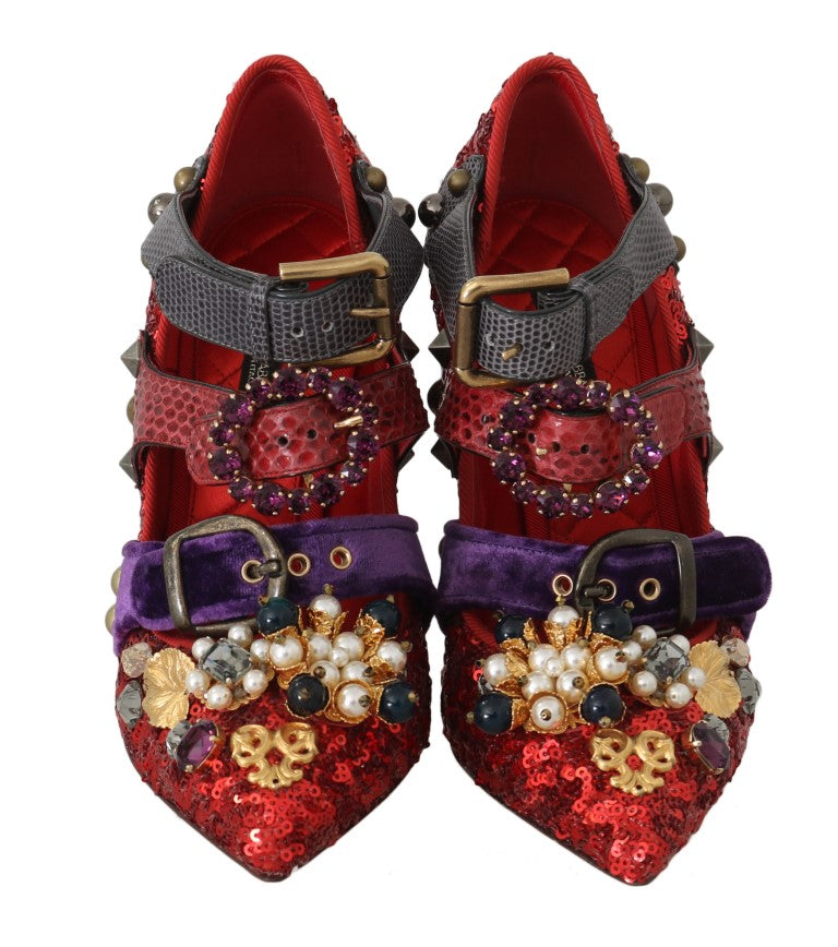 Zapatos de tacón rojos adornados Bellucci Alta Moda