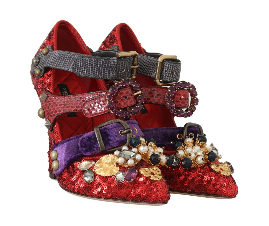 Zapatos de tacón rojos adornados Bellucci Alta Moda