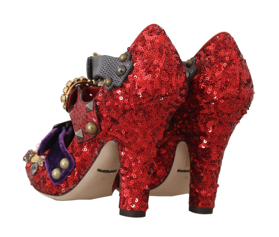 Zapatos de tacón rojos adornados Bellucci Alta Moda