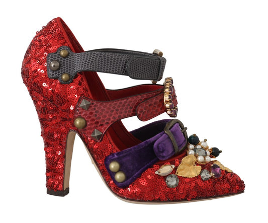 Zapatos de tacón rojos adornados Bellucci Alta Moda