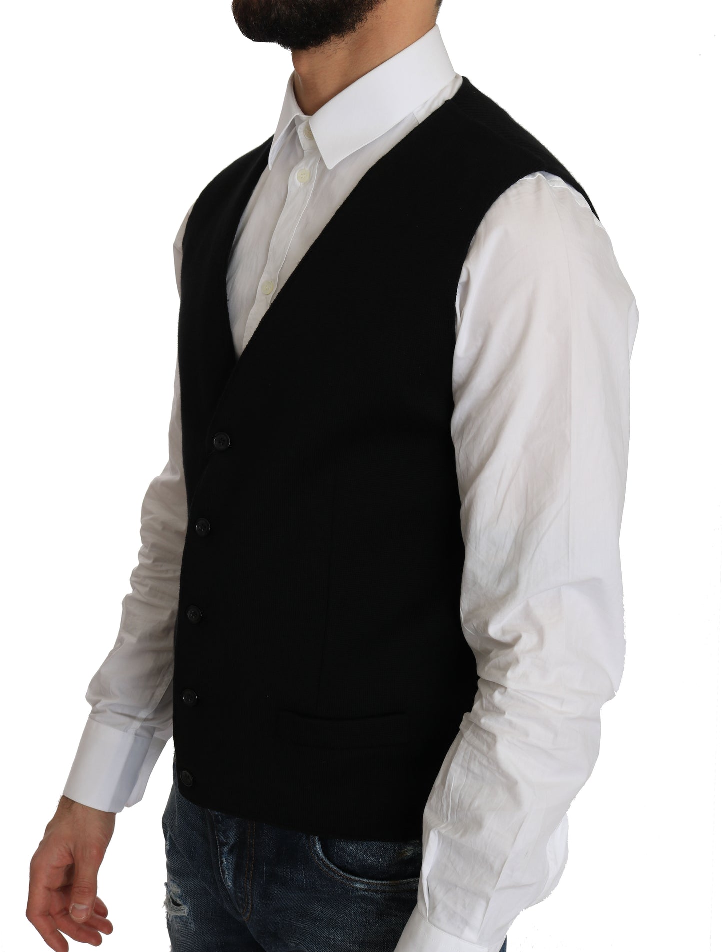 Chaleco formal elegante de algodón negro