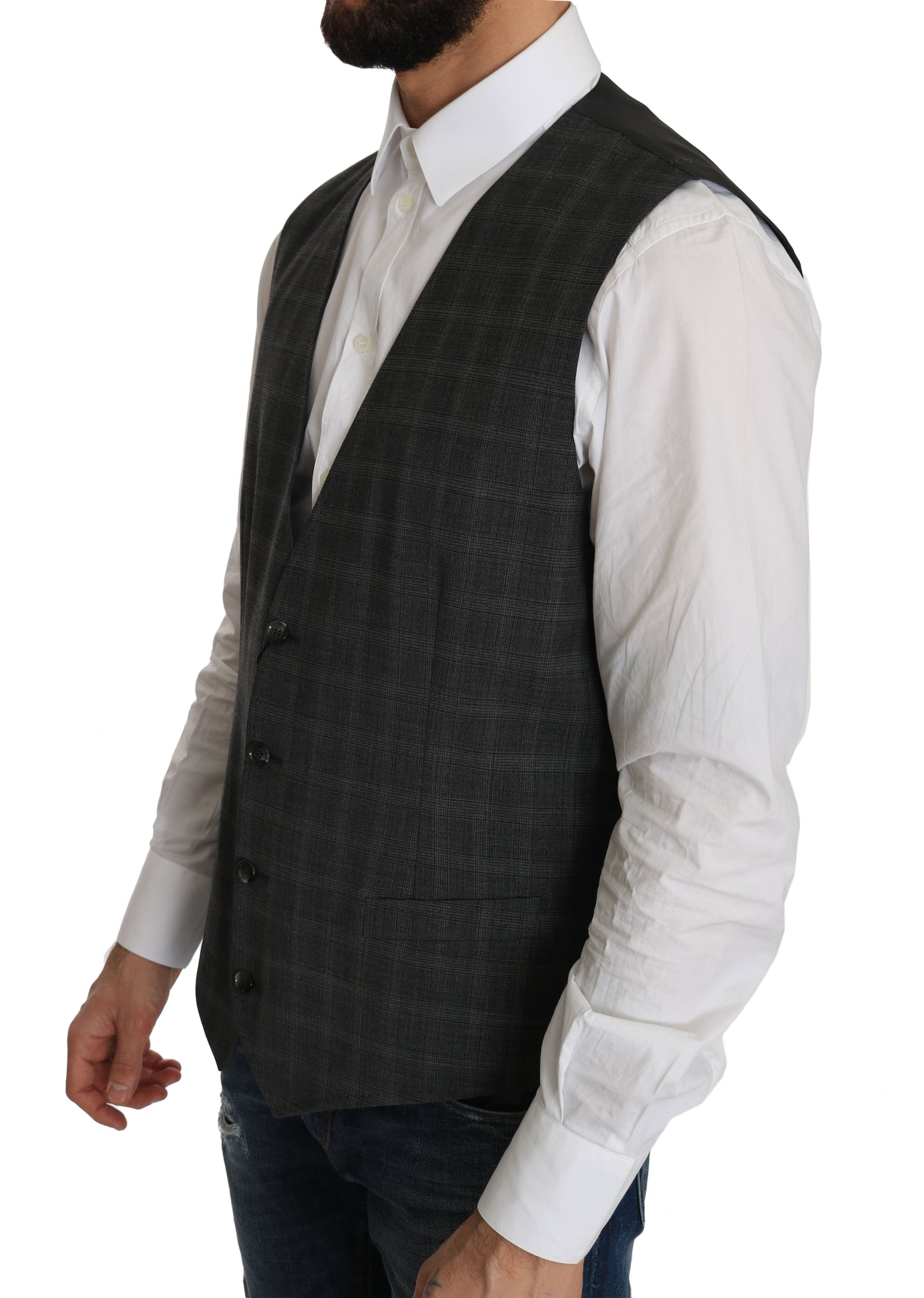Elegante chaleco de lana a cuadros para el hombre urbano