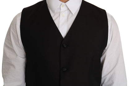 Elegante chaleco formal de mezcla de seda negra