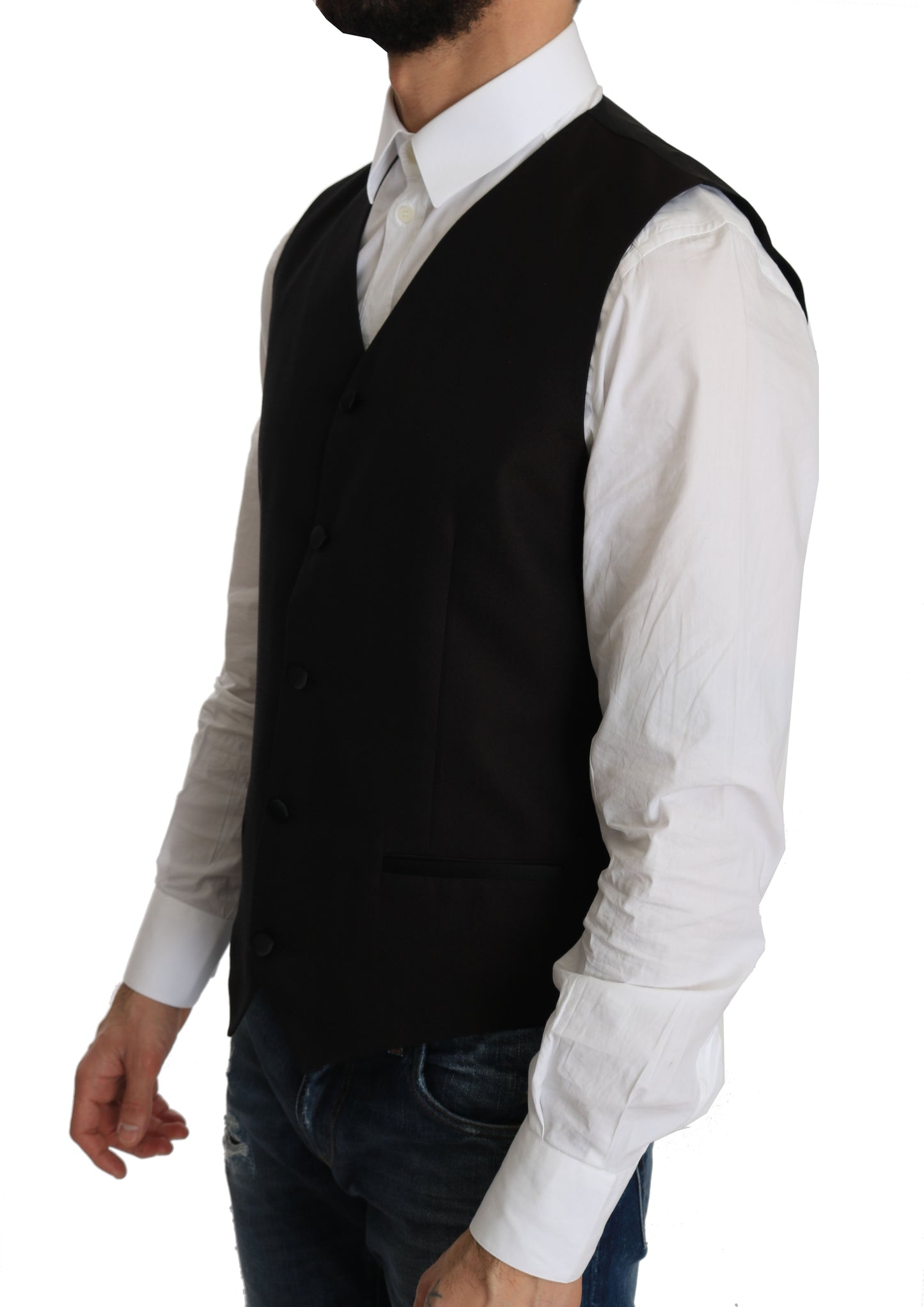 Elegante chaleco formal de mezcla de seda negra